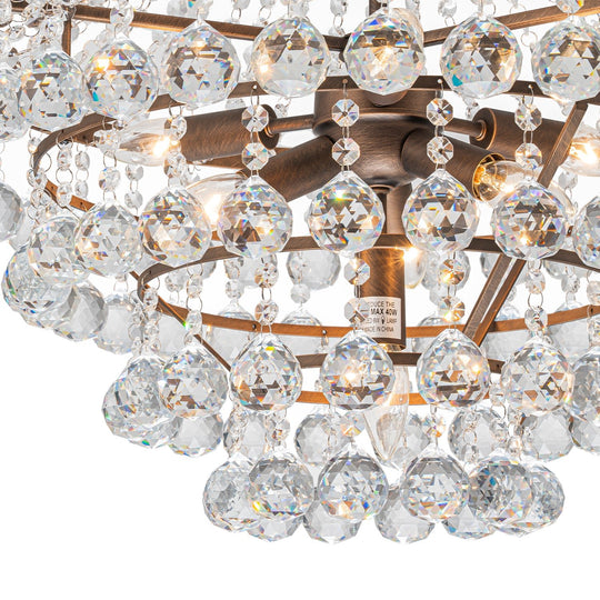 Pendantlightie - Traditional 7 - Light Tiered Beaded Empire Crystal Drops Chandelier - Chandeliers - Antique Bronze - 