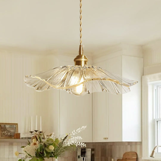 Pendantlightie - Traditional Vintage 1 - Light Flower Inspired Lotus Glass Pendant Light - Pendants - Clear - 