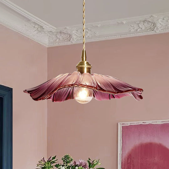 Pendantlightie - Traditional Vintage 1 - Light Flower Inspired Lotus Glass Pendant Light - Pendants - Red - 
