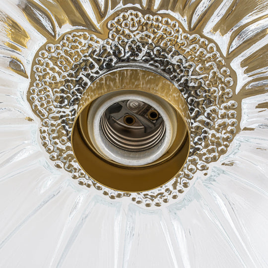 Pendantlightie-Traditional Vintage 1-Light Flower Lotus Leaf Glass Ceiling Light-Semi Flush Mount-Brass-