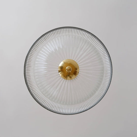 Pendantlightie - Traditional Vintage 1 - Light Ribbed Metal Glass Shade Dome Pendant Light - Pendants - Brass - 