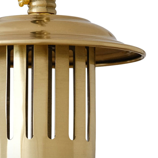 Pendantlightie - Traditional Vintage 1 - Light Ribbed Metal Glass Shade Dome Pendant Light - Pendants - Brass - 