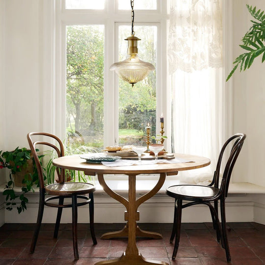 Pendantlightie - Traditional Vintage 1 - Light Ribbed Metal Glass Shade Dome Pendant Light - Pendants - Brass - 