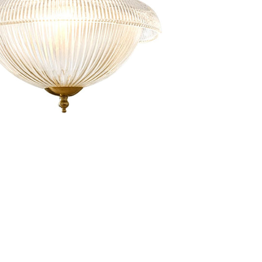 Pendantlightie - Traditional Vintage 1 - Light Ribbed Metal Glass Shade Dome Pendant Light - Pendants - Brass - 