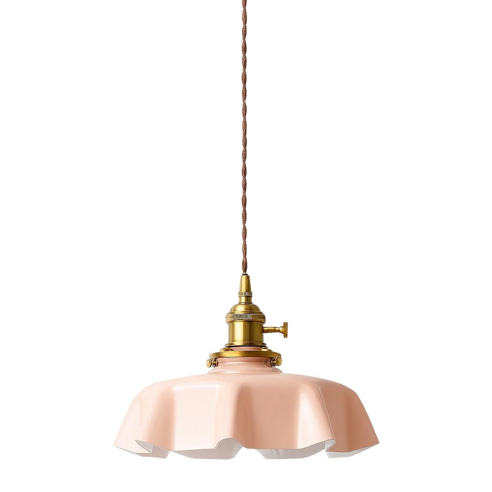 Pendantlightie - Vintage 1 - Light Creamy Scalloped Draped Flower Glass Pendant Light - Pendants - Pink - 