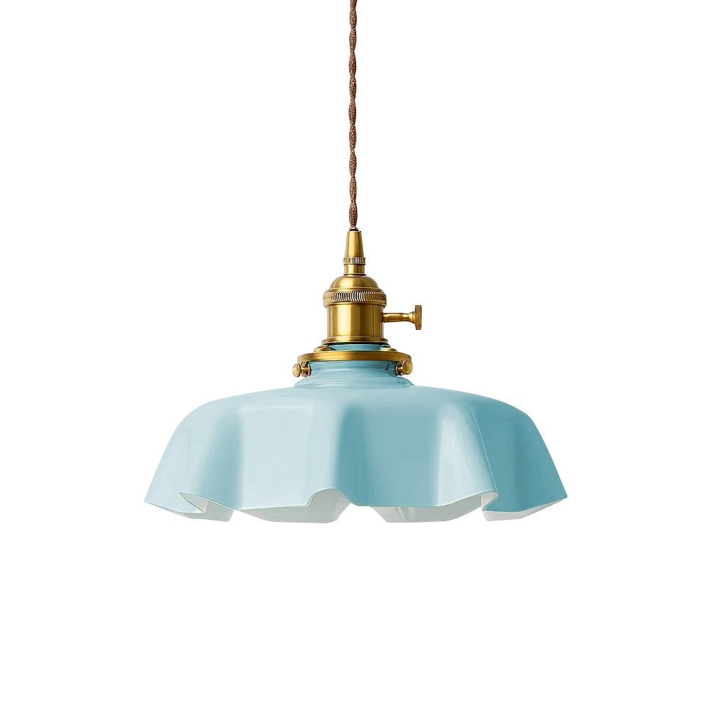 Pendantlightie - Vintage 1 - Light Creamy Scalloped Draped Flower Glass Pendant Light - Pendants - Pink - 