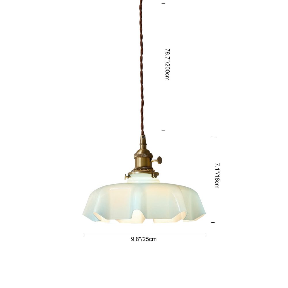Pendantlightie - Vintage 1 - Light Creamy Scalloped Draped Flower Glass Pendant Light - Pendants - Pink - 