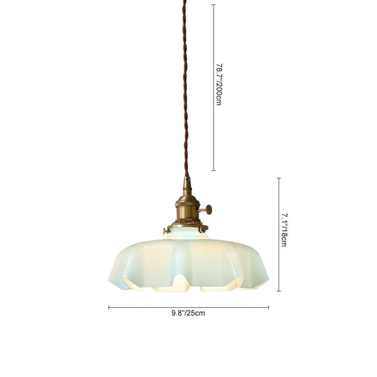 Pendantlightie - Vintage 1 - Light Creamy Scalloped Draped Flower Glass Pendant Light - Pendants - Pink - 