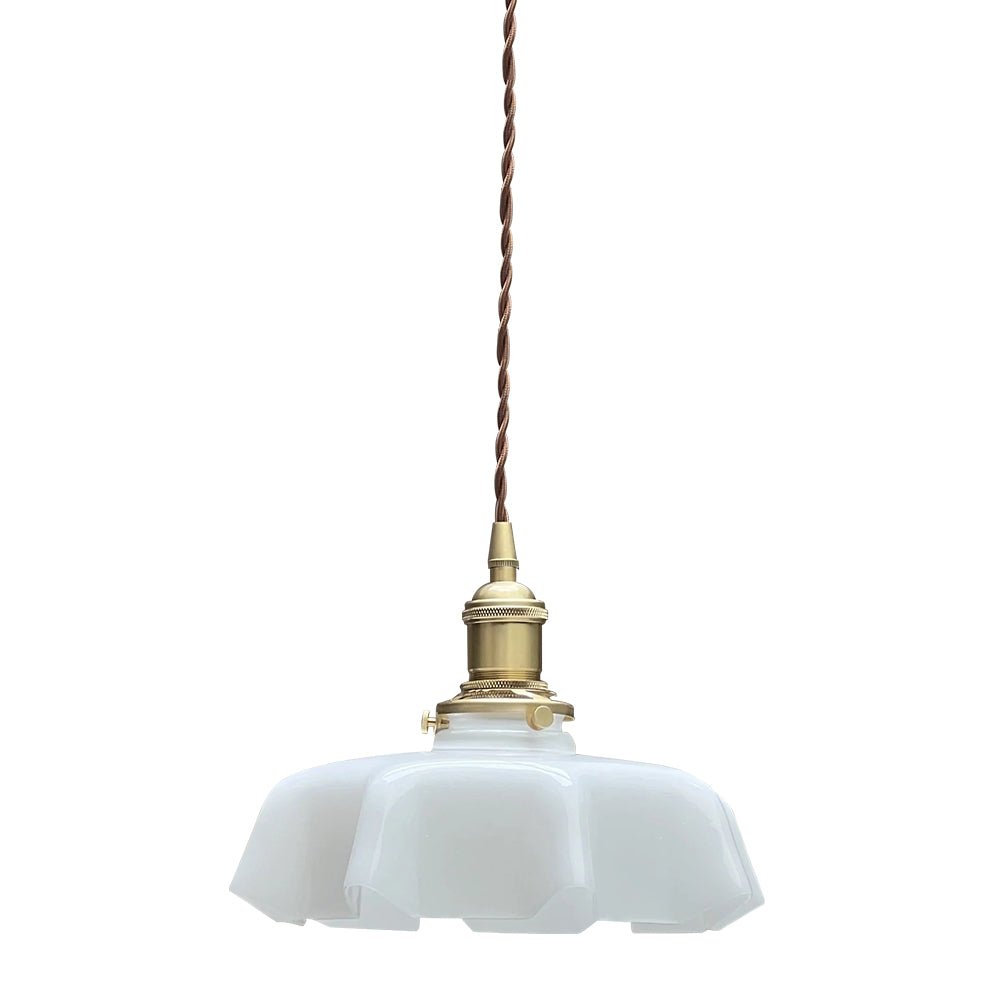 Pendantlightie - Vintage 1 - Light Creamy Scalloped Draped Flower Glass Pendant Light - Pendants - Pink - 