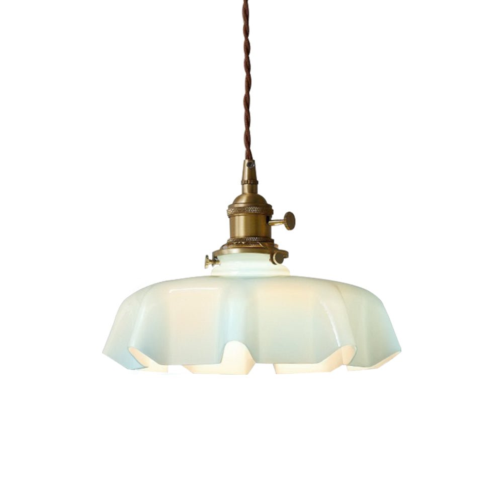 Pendantlightie - Vintage 1 - Light Creamy Scalloped Draped Flower Glass Pendant Light - Pendants - Pink - 