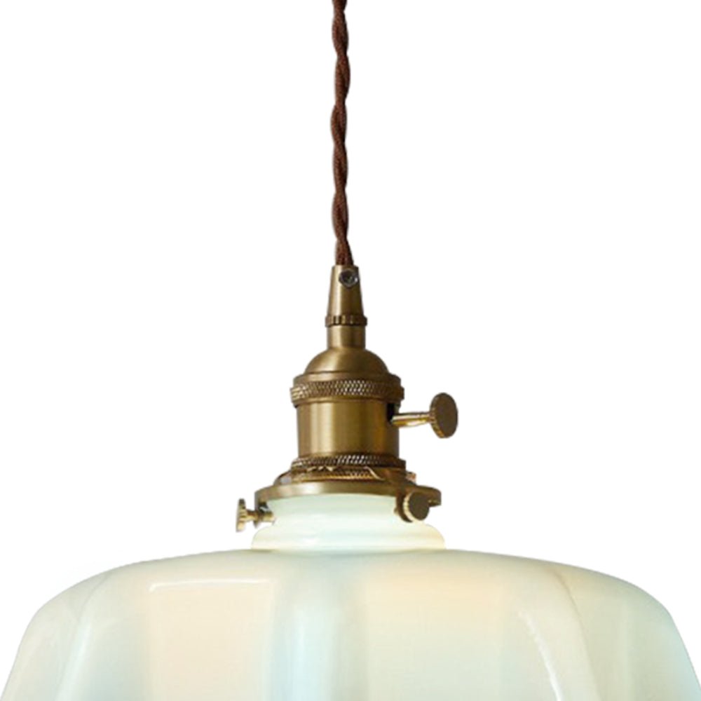 Pendantlightie - Vintage 1 - Light Creamy Scalloped Draped Flower Glass Pendant Light - Pendants - Pink - 