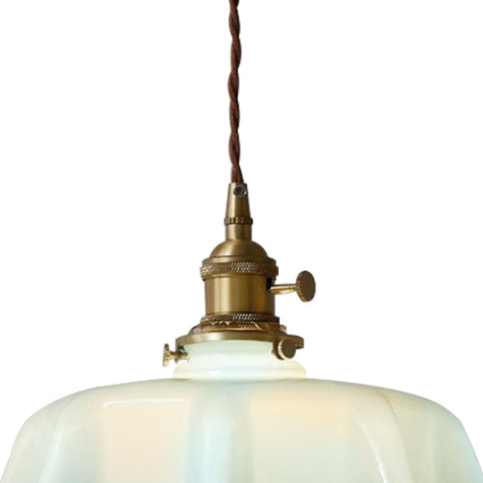 Pendantlightie - Vintage 1 - Light Creamy Scalloped Draped Flower Glass Pendant Light - Pendants - Pink - 