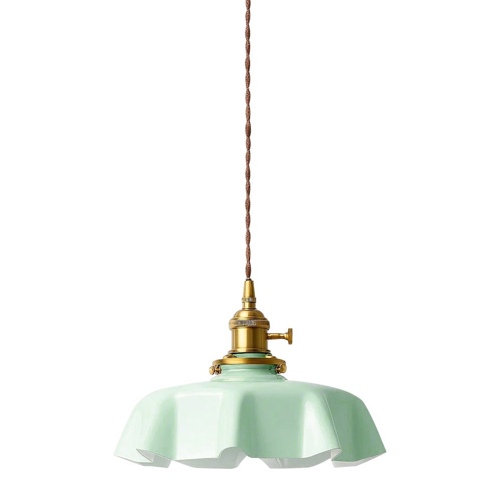 Pendantlightie - Vintage 1 - Light Creamy Scalloped Draped Flower Glass Pendant Light - Pendants - Pink - 