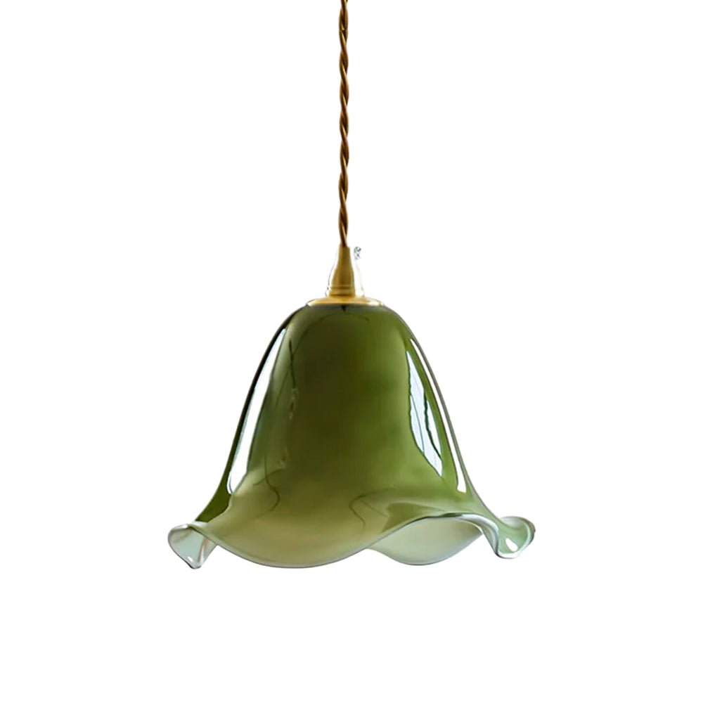 Pendantlightie - Vintage 1 - Light Gradient Green Glass Flower Shade Pendant Light - Pendants - Green - 