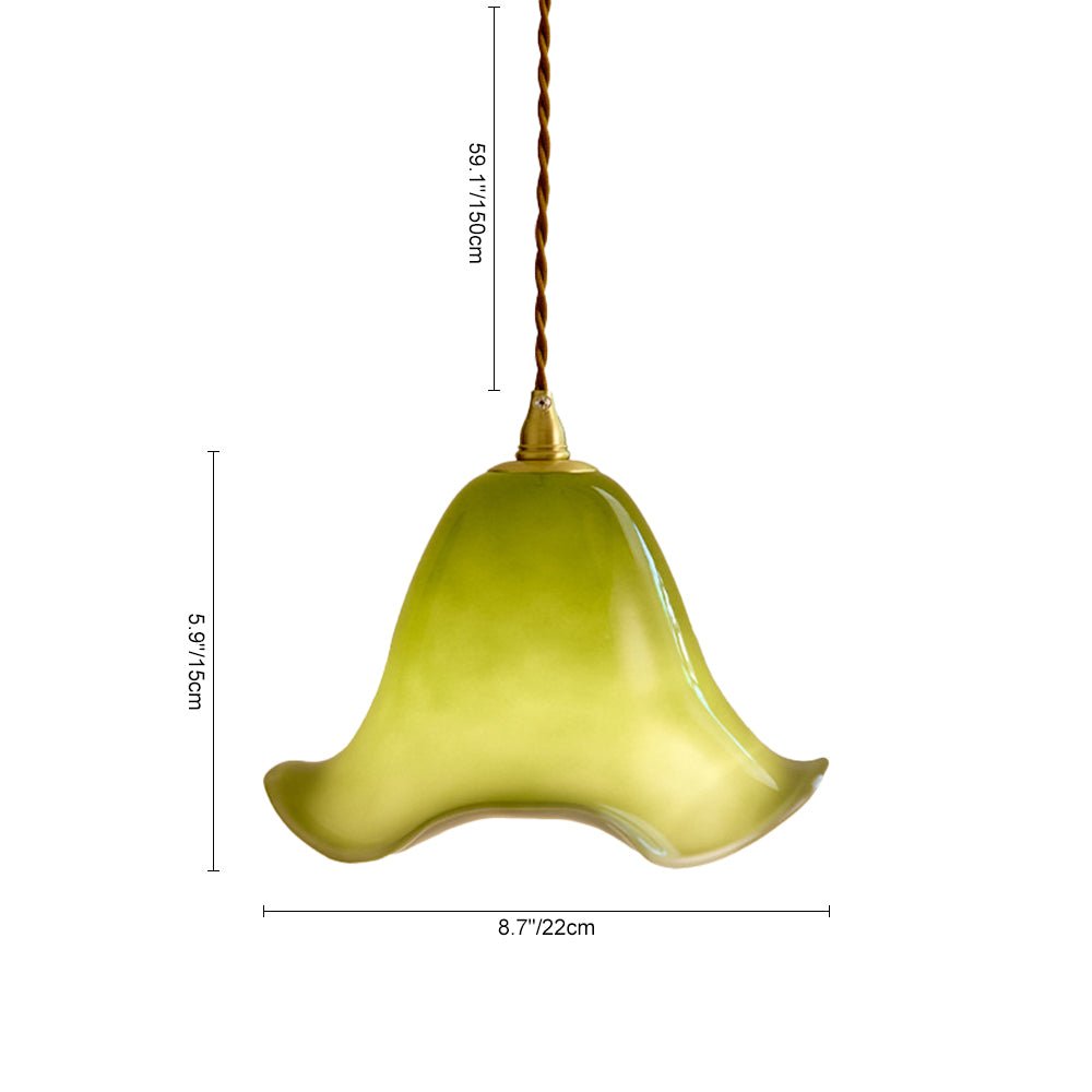 Pendantlightie - Vintage 1 - Light Gradient Green Glass Flower Shade Pendant Light - Pendants - Green - 