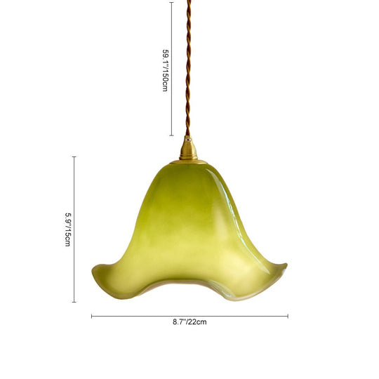 Pendantlightie - Vintage 1 - Light Gradient Green Glass Flower Shade Pendant Light - Pendants - Green - 