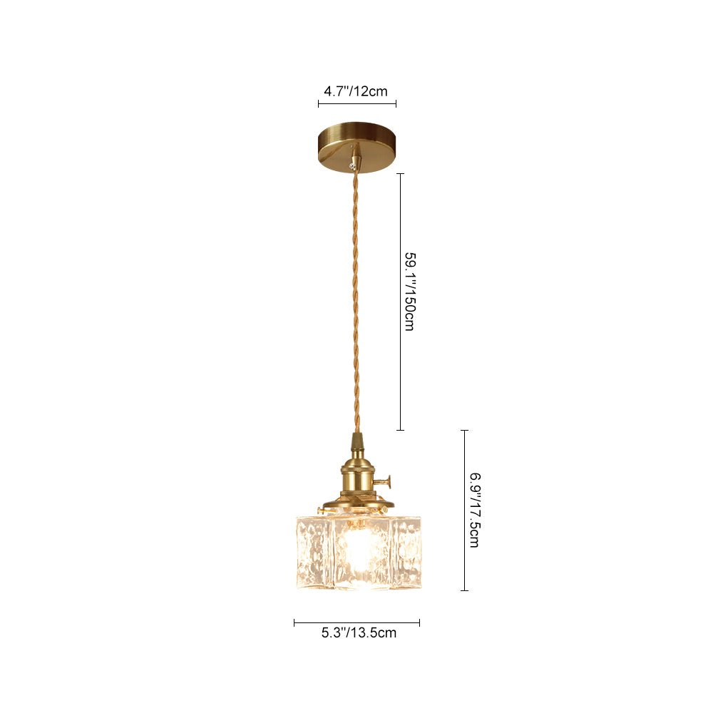 Pendantlightie - Vintage 1 - Light Hammered Square Water Glass Pendant Light - Pendants - C - 