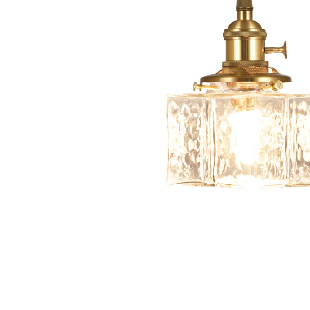 Pendantlightie - Vintage 1 - Light Hammered Square Water Glass Pendant Light - Pendants - C - 