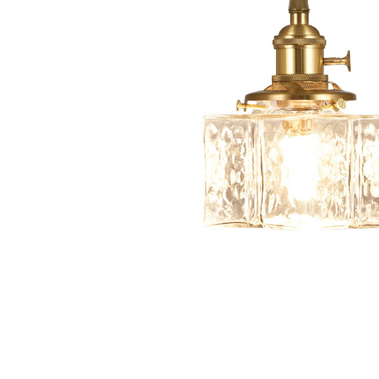 Pendantlightie - Vintage 1 - Light Hammered Square Water Glass Pendant Light - Pendants - C - 
