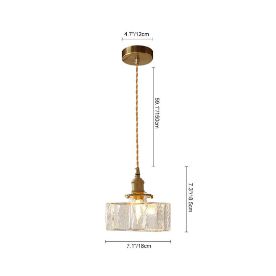 Pendantlightie - Vintage 1 - Light Hammered Square Water Glass Pendant Light - Pendants - C - 