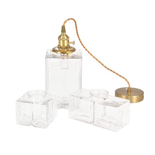 Pendantlightie - Vintage 1 - Light Hammered Square Water Glass Pendant Light - Pendants - C - 