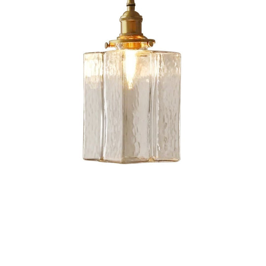 Pendantlightie - Vintage 1 - Light Hammered Square Water Glass Pendant Light - Pendants - C - 