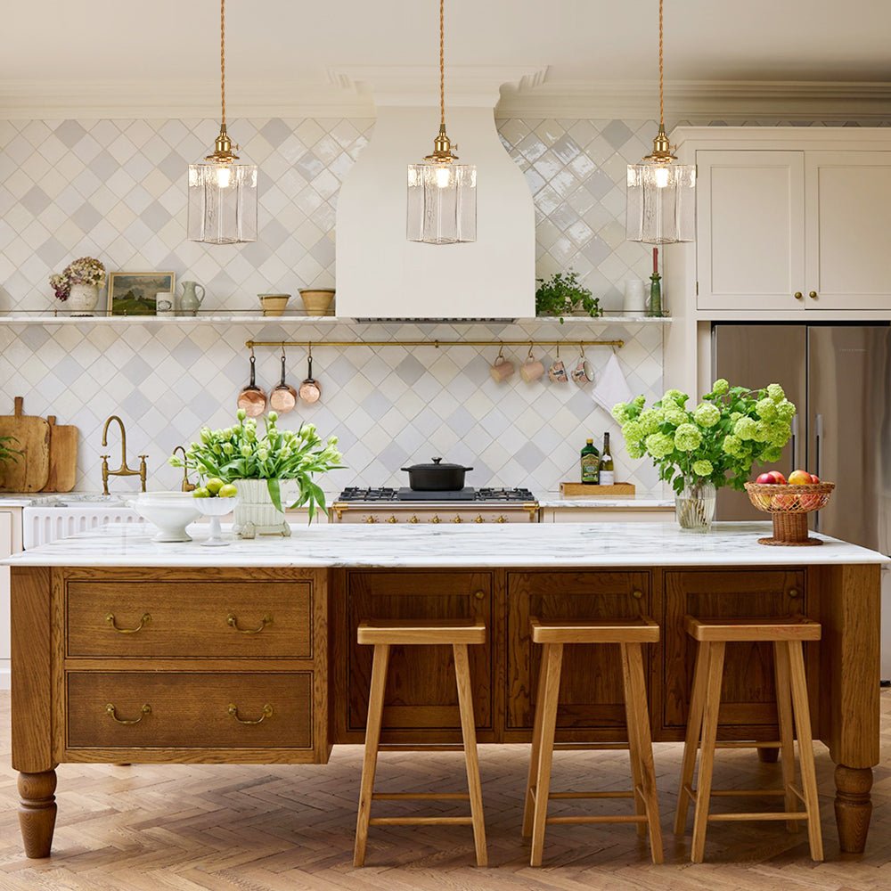 Pendantlightie - Vintage 1 - Light Hammered Square Water Glass Pendant Light - Pendants - C - 