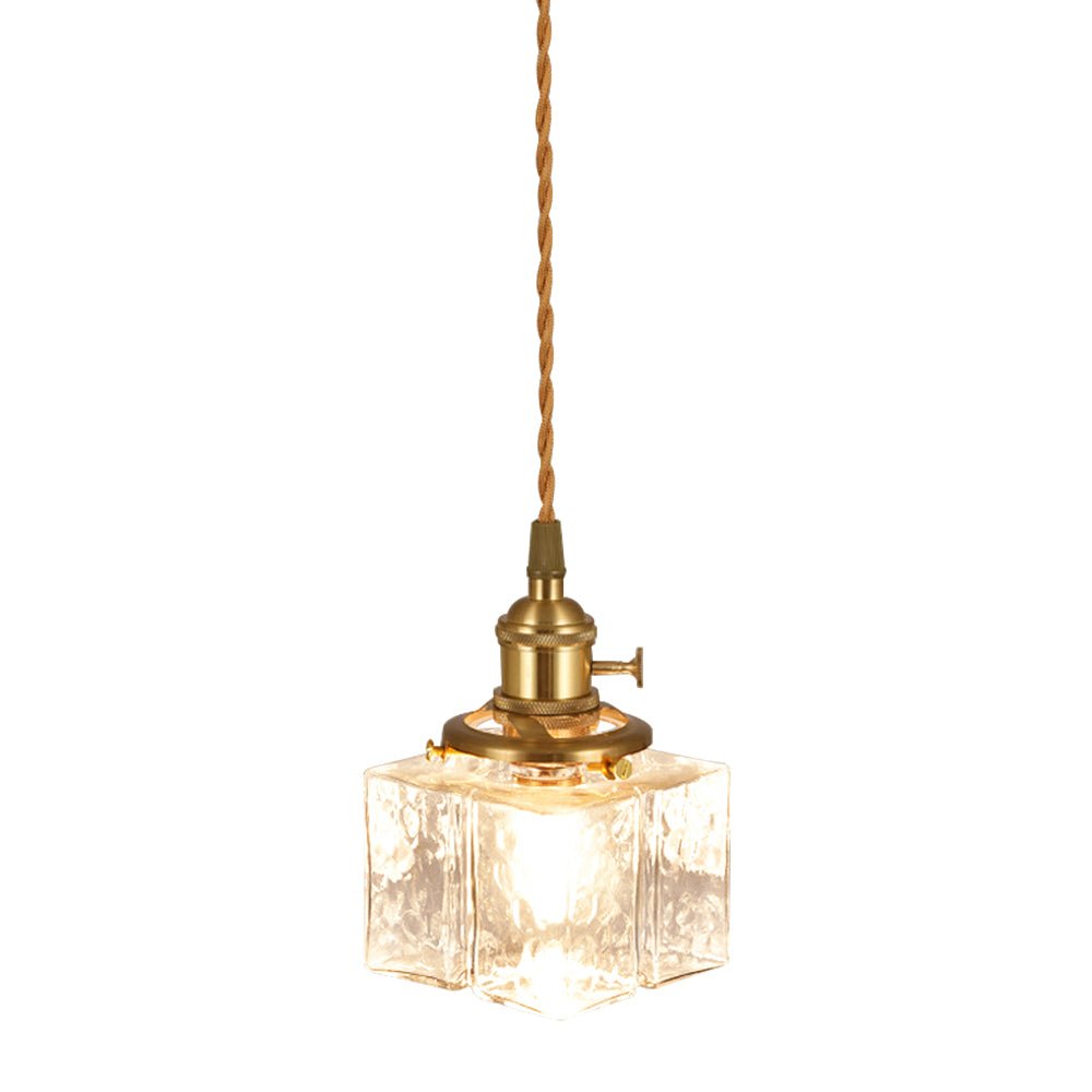 Pendantlightie - Vintage 1 - Light Hammered Square Water Glass Pendant Light - Pendants - C - 
