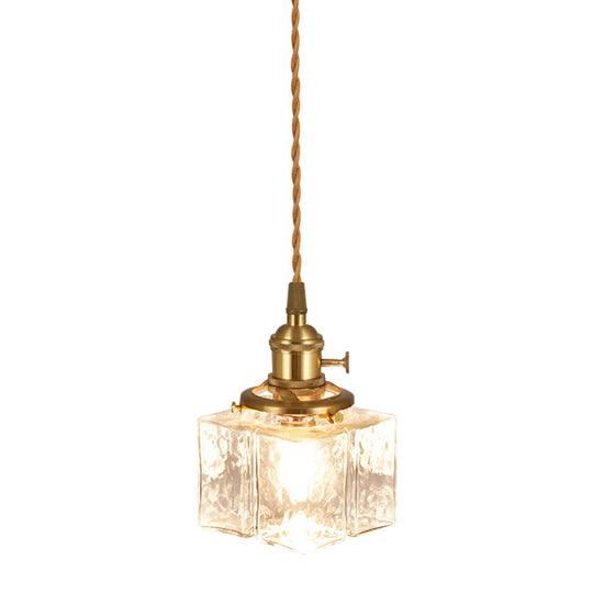 Pendantlightie - Vintage 1 - Light Hammered Square Water Glass Pendant Light - Pendants - C - 