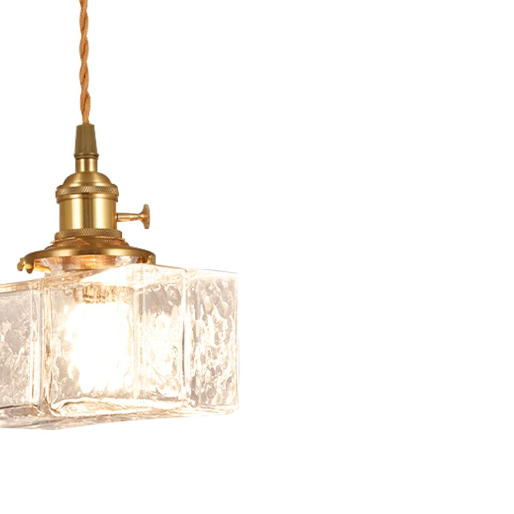 Pendantlightie - Vintage 1 - Light Hammered Square Water Glass Pendant Light - Pendants - C - 