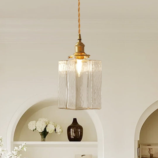 Pendantlightie - Vintage 1 - Light Hammered Square Water Glass Pendant Light - Pendants - C - 