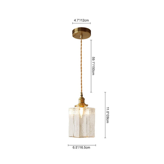 Pendantlightie - Vintage 1 - Light Hammered Square Water Glass Pendant Light - Pendants - C - 