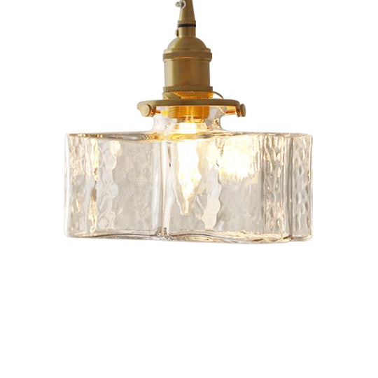 Pendantlightie - Vintage 1 - Light Hammered Square Water Glass Pendant Light - Pendants - C - 