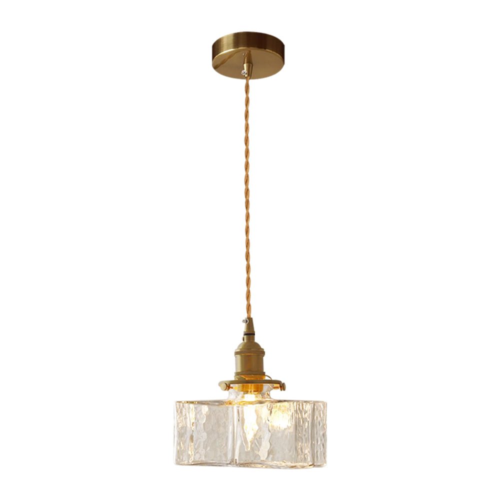 Pendantlightie - Vintage 1 - Light Hammered Square Water Glass Pendant Light - Pendants - C - 