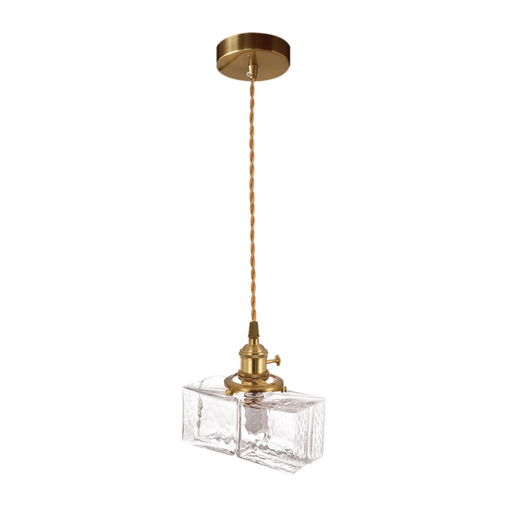 Pendantlightie - Vintage 1 - Light Hammered Square Water Glass Pendant Light - Pendants - C - 