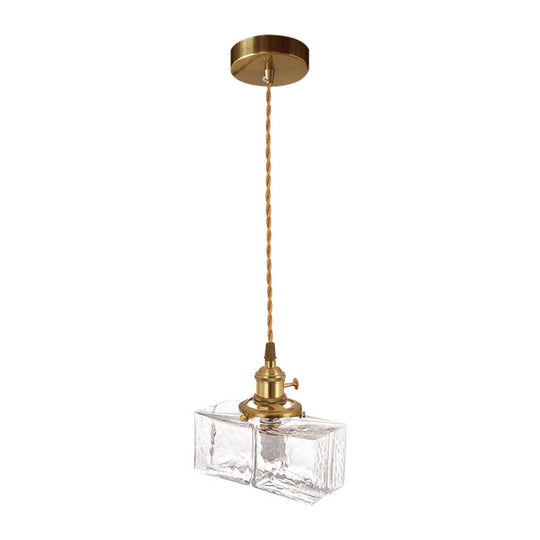 Pendantlightie - Vintage 1 - Light Hammered Square Water Glass Pendant Light - Pendants - C - 