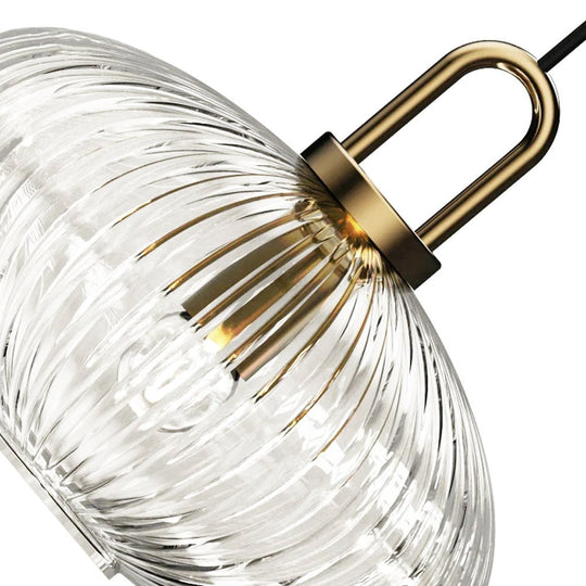 Pendantlightie - Vintage 1 - Light Pumpkin Shape Ribbed Glass Geometric Pendant Light - Pendants - Clear - Small