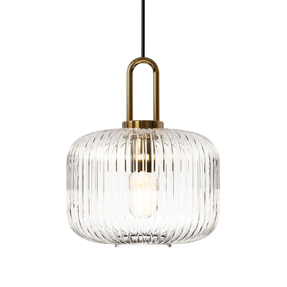 Pendantlightie - Vintage 1 - Light Pumpkin Shape Ribbed Glass Geometric Pendant Light - Pendants - Clear - Small