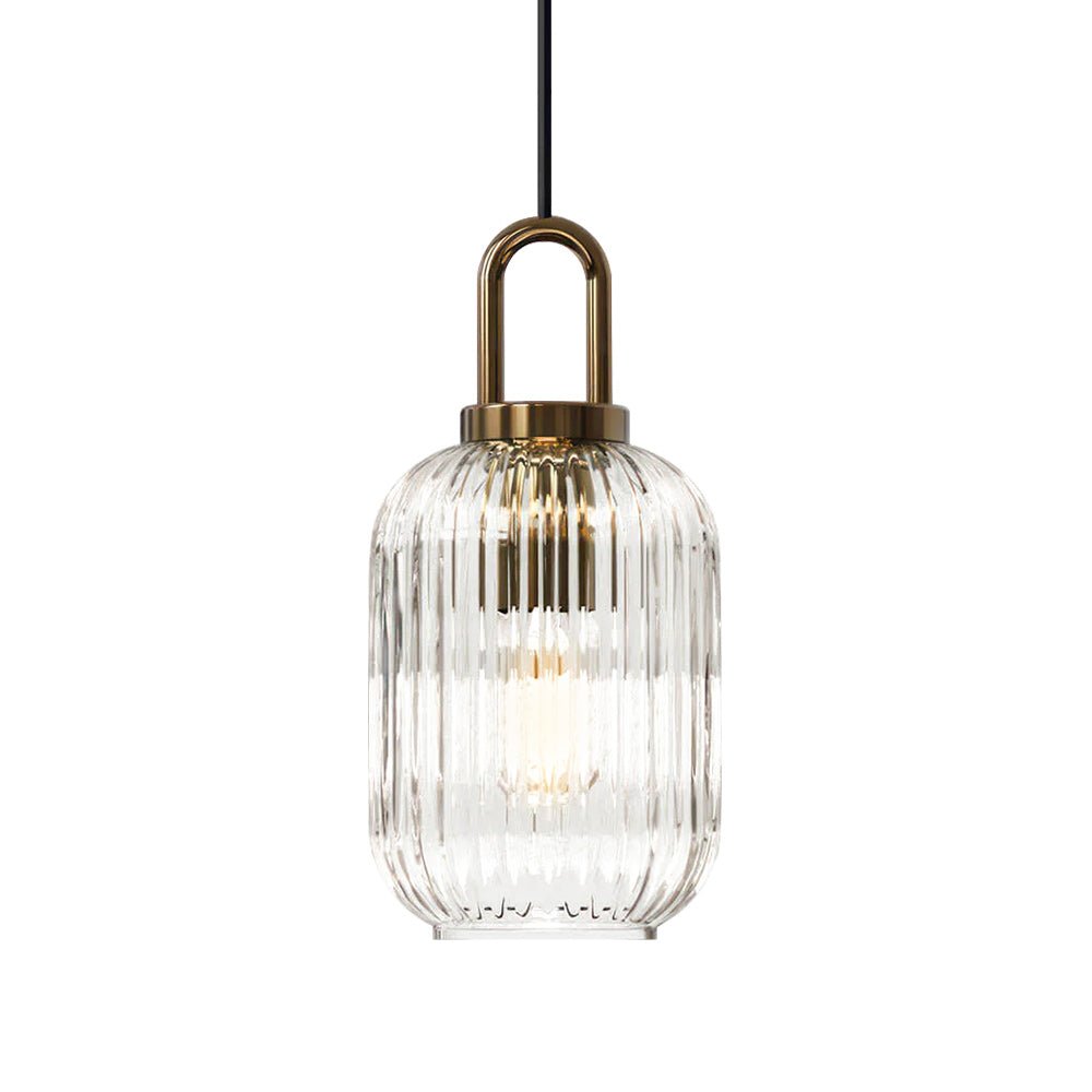 Pendantlightie - Vintage 1 - Light Pumpkin Shape Ribbed Glass Geometric Pendant Light - Pendants - Clear - Small