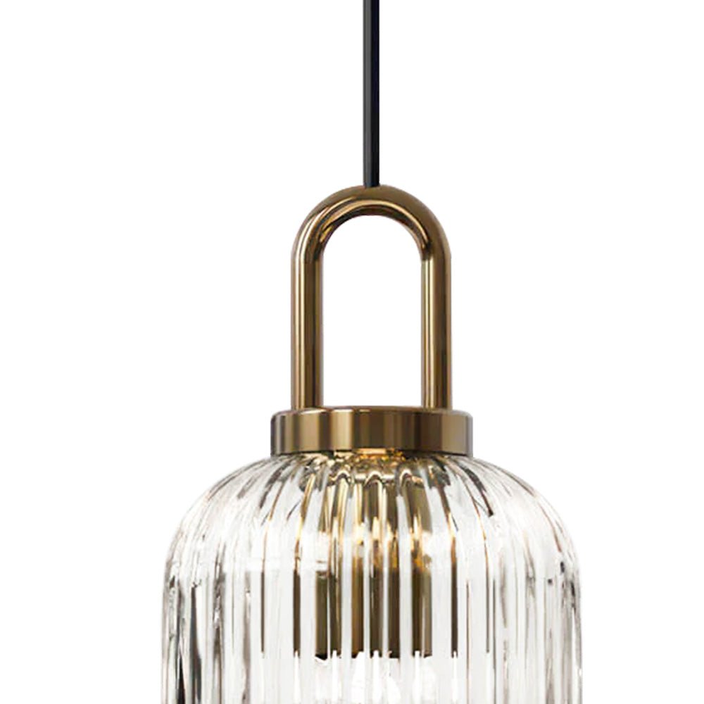 Pendantlightie - Vintage 1 - Light Pumpkin Shape Ribbed Glass Geometric Pendant Light - Pendants - Clear - Small