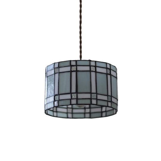 Pendantlightie - Vintage 1 - Light Tiffany Style Drum Stained Glass Pendant - Pendants - Blue - 