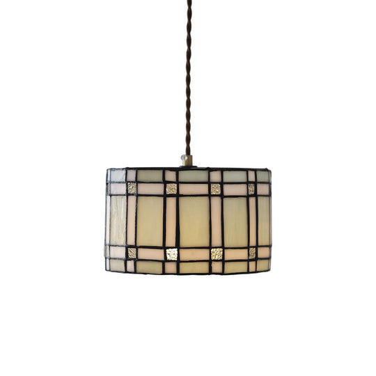 Pendantlightie - Vintage 1 - Light Tiffany Style Drum Stained Glass Pendant - Pendants - Blue - 