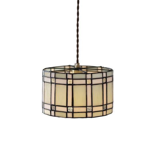 Pendantlightie - Vintage 1 - Light Tiffany Style Drum Stained Glass Pendant - Pendants - Blue - 