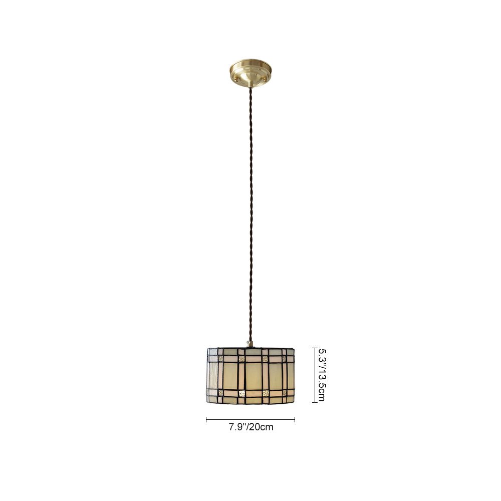 Pendantlightie - Vintage 1 - Light Tiffany Style Drum Stained Glass Pendant - Pendants - Blue - 
