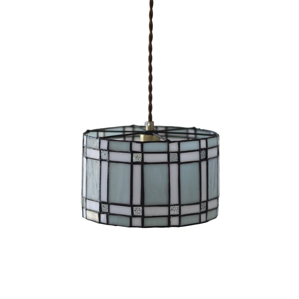 Pendantlightie - Vintage 1 - Light Tiffany Style Drum Stained Glass Pendant - Pendants - Blue - 