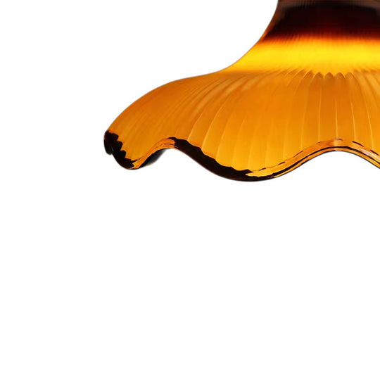 Pendantlightie - Vintage 1 - Light Two Tone Scalloped Flower Ribbed Glass Pendant Light - Pendants - Yellow - 