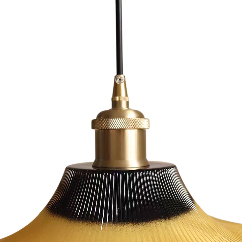 Pendantlightie - Vintage 1 - Light Two Tone Scalloped Flower Ribbed Glass Pendant Light - Pendants - Yellow - 