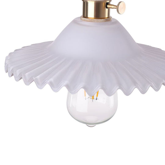 Pendantlightie - Vintage 1 - Light Wrinkle Cone Shape Scalloped Glass Shade Pendant Light - Pendants - Clear - 