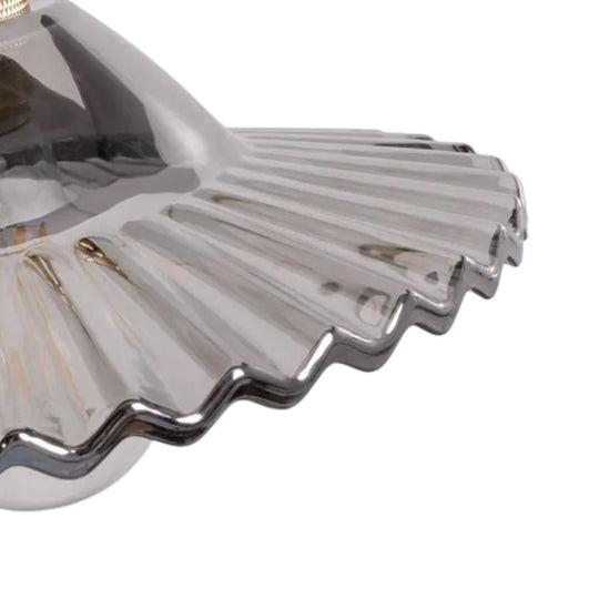 Pendantlightie - Vintage 1 - Light Wrinkle Cone Shape Scalloped Glass Shade Pendant Light - Pendants - Clear - 