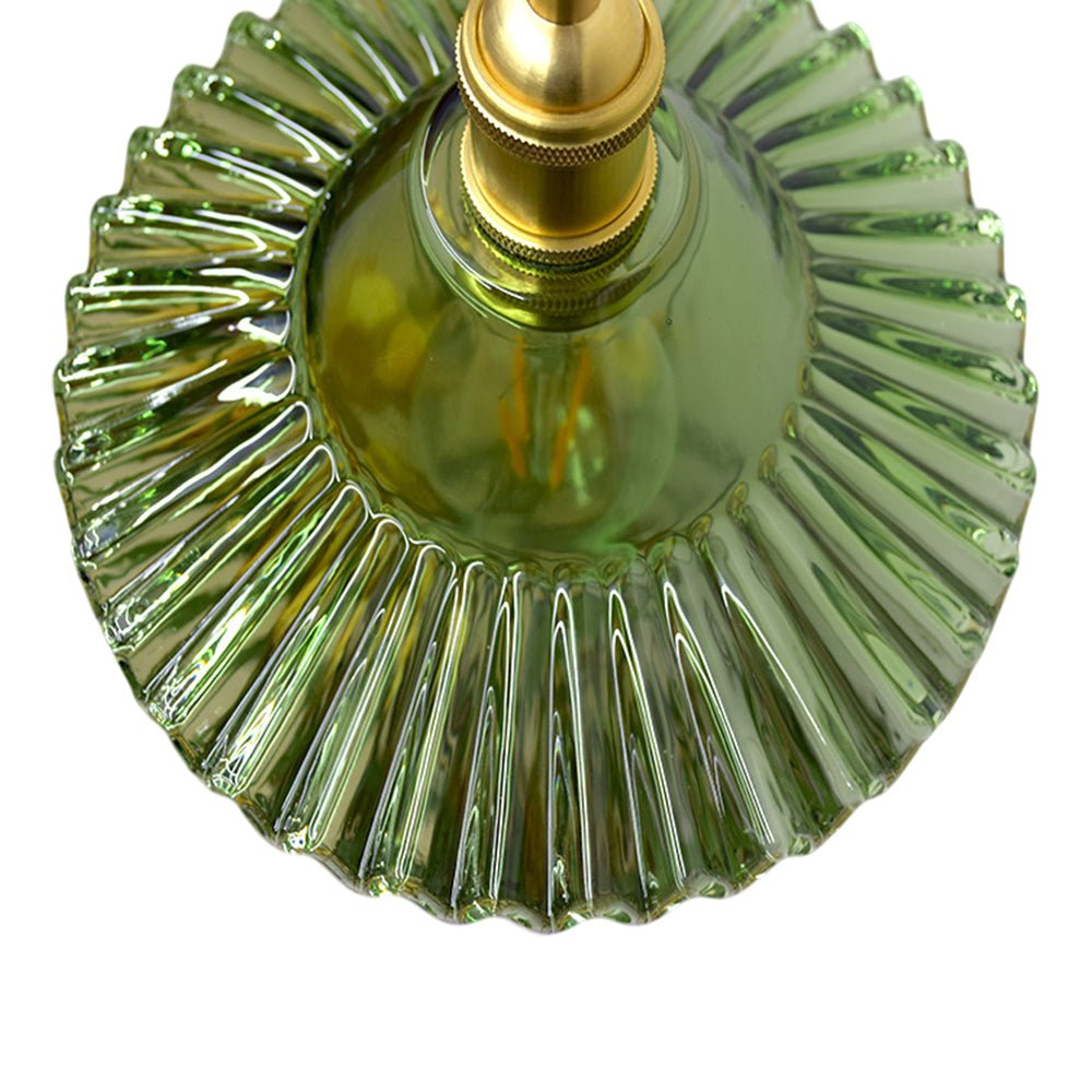 Pendantlightie - Vintage 1 - Light Wrinkle Cone Shape Scalloped Glass Shade Pendant Light - Pendants - White - 